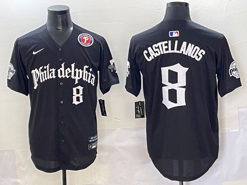 Men 2025 Philadelphia Phillies #8 Castellanos Black Five generations Joint Name Nike MLB Jersey style 6